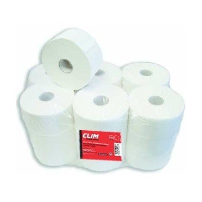 Papel higiénico industrial 2 capas gofrado precortado Climprofesional. Pack 18 rollos
