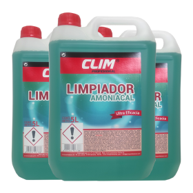 Limpiador amoniacal Clim Profesional todo tipo de superficies. Caja 3 garrafas 5 L