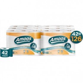 Papel higiénico doméstico Compact Plus de Amoos. Pack 42 rollos